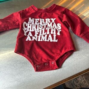 Long sleeve Red onesie ‘Merry Christmas you filthy animal’